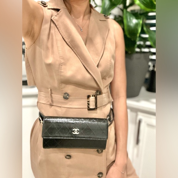 Auth CHANEL Crystalized CC Black/Gold Large Wallet Converted to 5-Ways Mini Bag - Picture 16 of 16